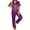 K-Purple, variant on Pajamas Sets for Women Short Sleeve Button Down Tops And Pants Sleepwear Soft Silk Satin Pjs Loungewear 2 Piece Outfit