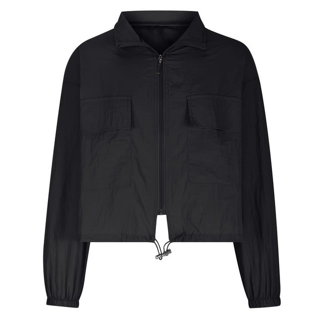 LOVZFMLL Jackets for Women's Solid Color Thin Drawstring Waistband Top Workwear Short Jacket