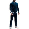 thumbnail image 1 of Chándal de terciopelo para hombre, conjunto de 2 piezas, sudaderas con cremallera, chaqueta, pantalones con bolsillos, 1 of 5