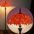 thumbnail image 3 of Red Wisteria Tiffany Floor Lamp Antique Bright Standing Reading Light 64" Tall Stained Glass Shade Boho Industrial Bronze Pole Vintage Base Kids Bedroom Living Room Corner Farmhouse Office WERFACTORY, 3 of 8