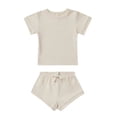 thumbnail image 3 of GYRATEDREAM Baby Boys Girls Shorts Set Summer Outfits Crew Neck Short Sleeve T-Shirt Top and Elastic Waist Shorts Clothes Set for 2-3Y, 3 of 5