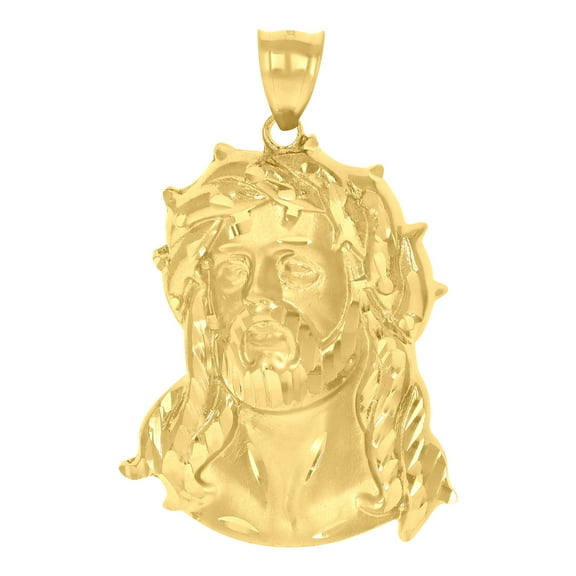 10k 10kt Yellow Gold Mens Jesus Religious Charm Pendant for Men