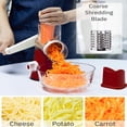 thumbnail image 2 of CHUANK Rotary Cheese Grater Manual Cheese Grater with Handle 3 Interchangeable Stainless Steel Blades Cheese Shredder Strong Suction Base Cheese Graters for  Vegetables  Cheese and Nuts (, 2 of 5