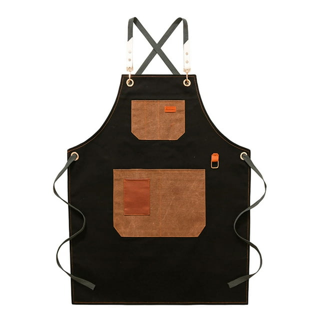Bewildely Delantales de trabajo para parrilla, cocina, restaurante, herramientas y elementos esenciales, camareros organizados, delantales de Suministros de limpieza para el hogar Negro
