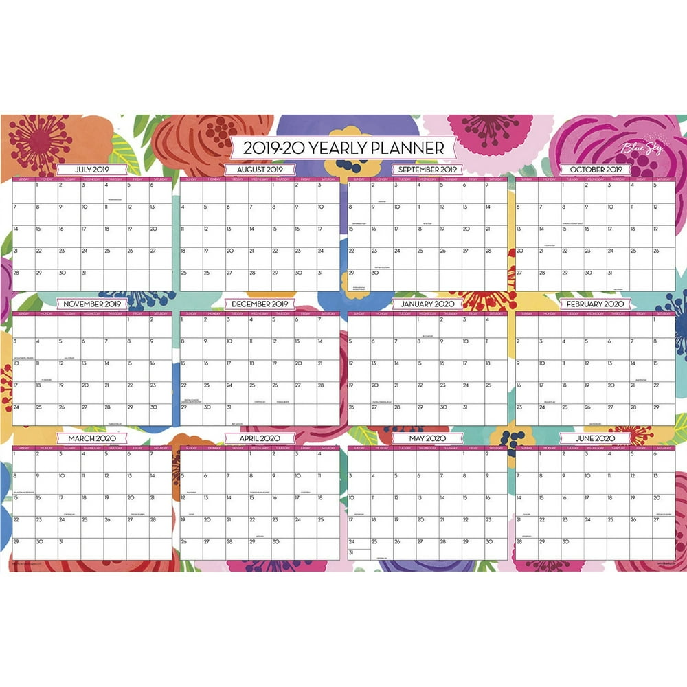 Blue Sky, BLS108253, Mahalo Floral Laminated Wall Calendar, 1 Each