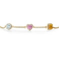 thumbnail image 2 of Gem Stone King 18K Yellow Gold Plated Silver Bracelet for Women Aquamarine Pink Moissanite (1.60 Cttw), 2 of 4