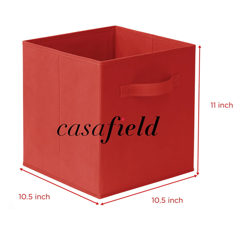 Casafield Set of 12 Collapsible Fabric Storage Cube Bins, Red - 11 Foldable Cloth Baskets for Shelves and Cubby Organizers