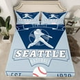 thumbnail image 2 of jejeloiu Baseball Twin Sheet Sets,Sport City Twin Fitted Sheet,Seattle Flat Sheet For Teens Kids,Breathable Home Decor,3-Piece, 2 of 7