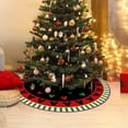 thumbnail image 5 of Guvpev Christmas Tree Skirt 48 Inches Lace-up Artificial Black Red Xmas Tree Skirt, Green Stripes Holiday Indoor Xmas Party Decorations Home Decor, 5 of 7