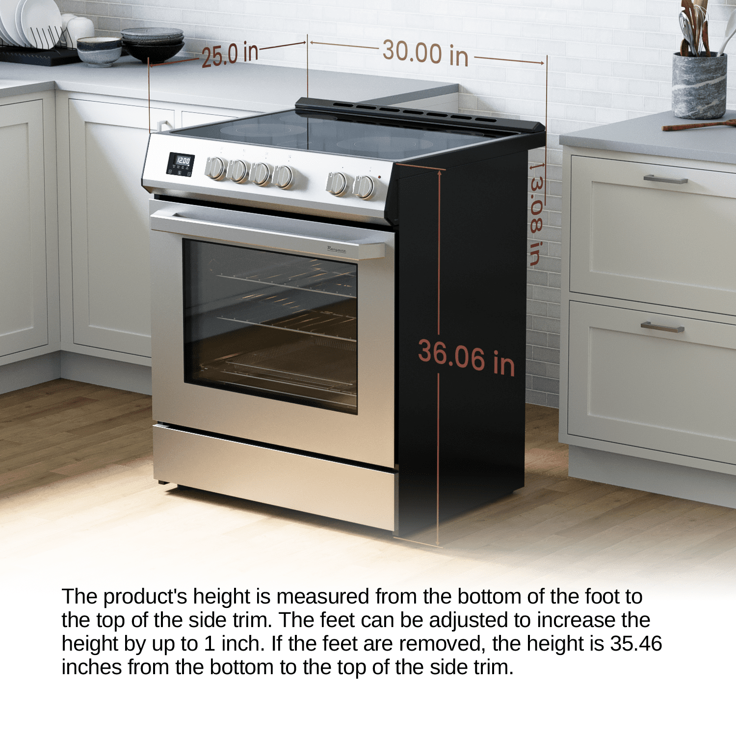 Rangaire RRE303TS 30" Electric Range Oven with Timer - Stainless Steel, Infrared Stove Burners, True Convection, Easy Reach Racks