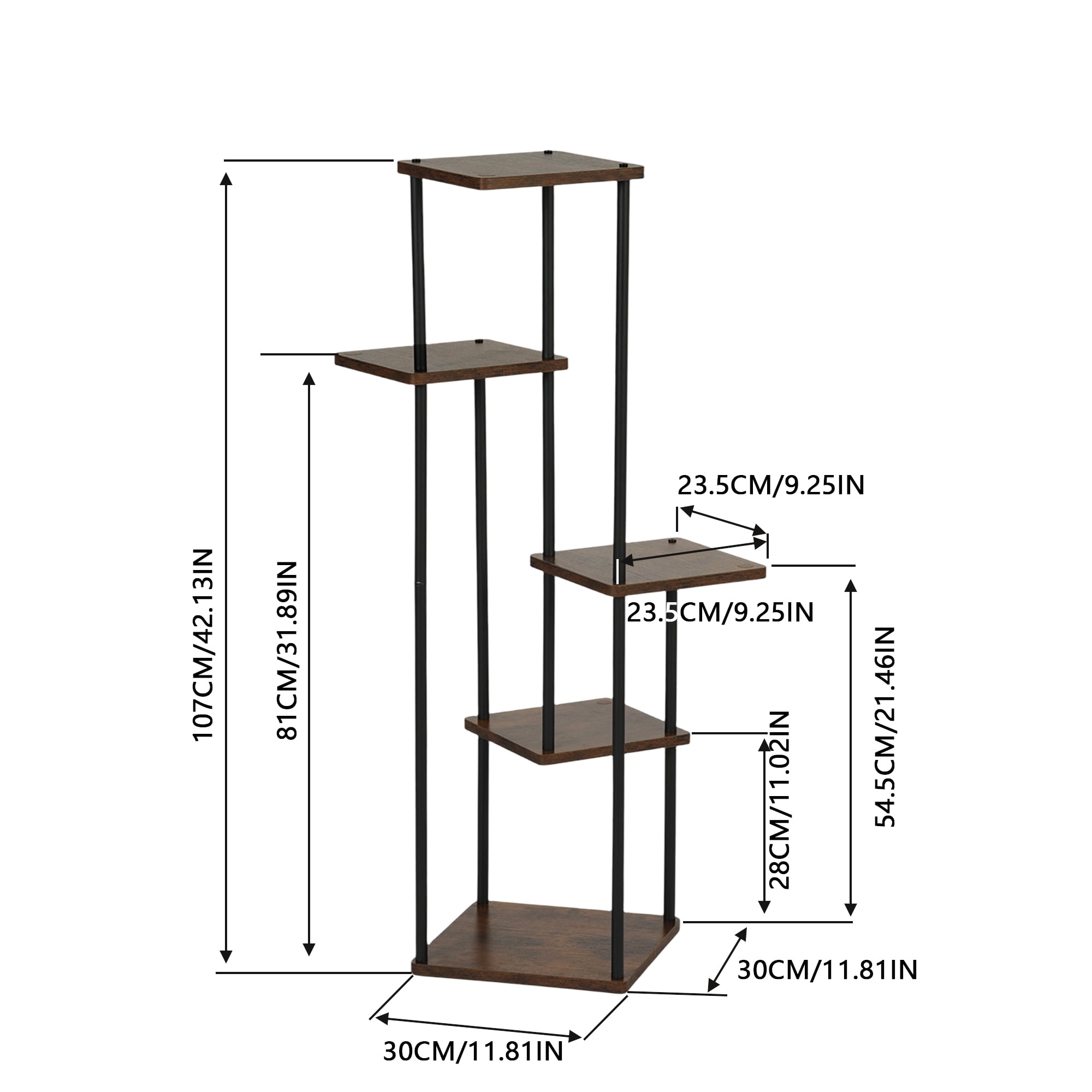 Tiered Corner Plant Stand, Tall Indoor Metal & MDF Flower Shelf, Multi-Layer Display Rack for Living Room Bedroom