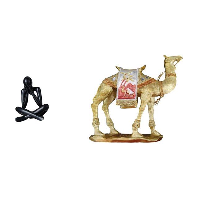 Figura de escritorio Pensador Escultura abstracta Estatua de animal de resina Figura de camello Adorno moderno con diseño creativo y detalles vívidos