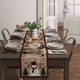 thumbnail image 2 of Hokiten Table Runners 36 Inches Long Dress Scarves, Christmas Snowman Farmhouse Kitchen/Dining Table Runner, Short Coffee Tablerunners, Xmas Trees Brown Wood Red Black Plaid 13x36 Inch, 2 of 7