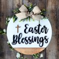 thumbnail image 7 of Sunjoy Tech Door Welcome Wreath Bow-knot Leaf Decor Hanging Letter Cross Decorative Round Shape Country Gate Welcome Sign Door Decor Pendant, 7 of 7