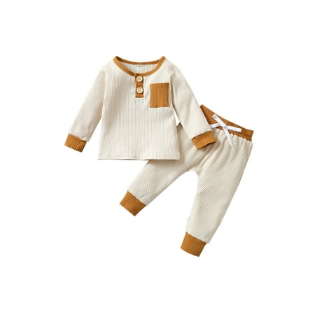 

Toddler Baby Girl Boy Tracksuit Long Sleeves Pullover Top Elastic Waist Pants Outwear Knitted Suit