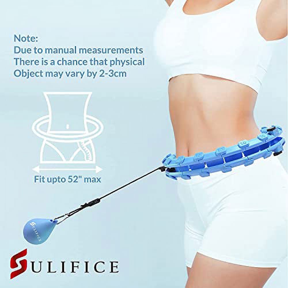 Sulifice Smart Weighted Hula Hoop for Exercise and Weight Loss, 24 Knots, Blue