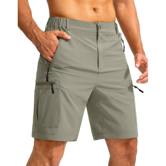 Pantalones cortos cargo de senderismo Pudolla para hombre, color gris salvia, talla M