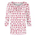 thumbnail image 4 of Valentine's Day Tops for Women 2025 Cute Heart Tshirts Fashion 3/4 Sleeve Shirts Crewneck Tunic Tee, 4 of 5