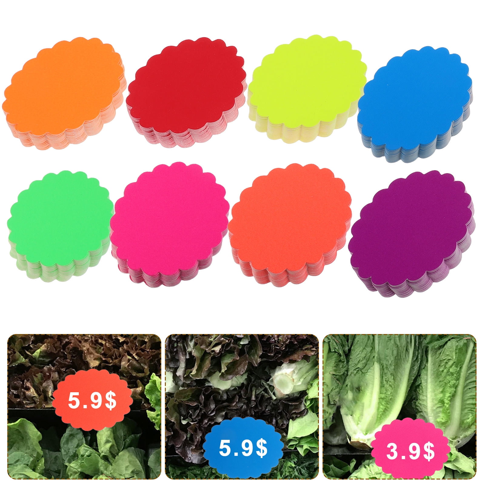 HONMEET 400Pcs Fluorescent Burst Paper Price Tags for Retail Stores Supermarket Sale Signs