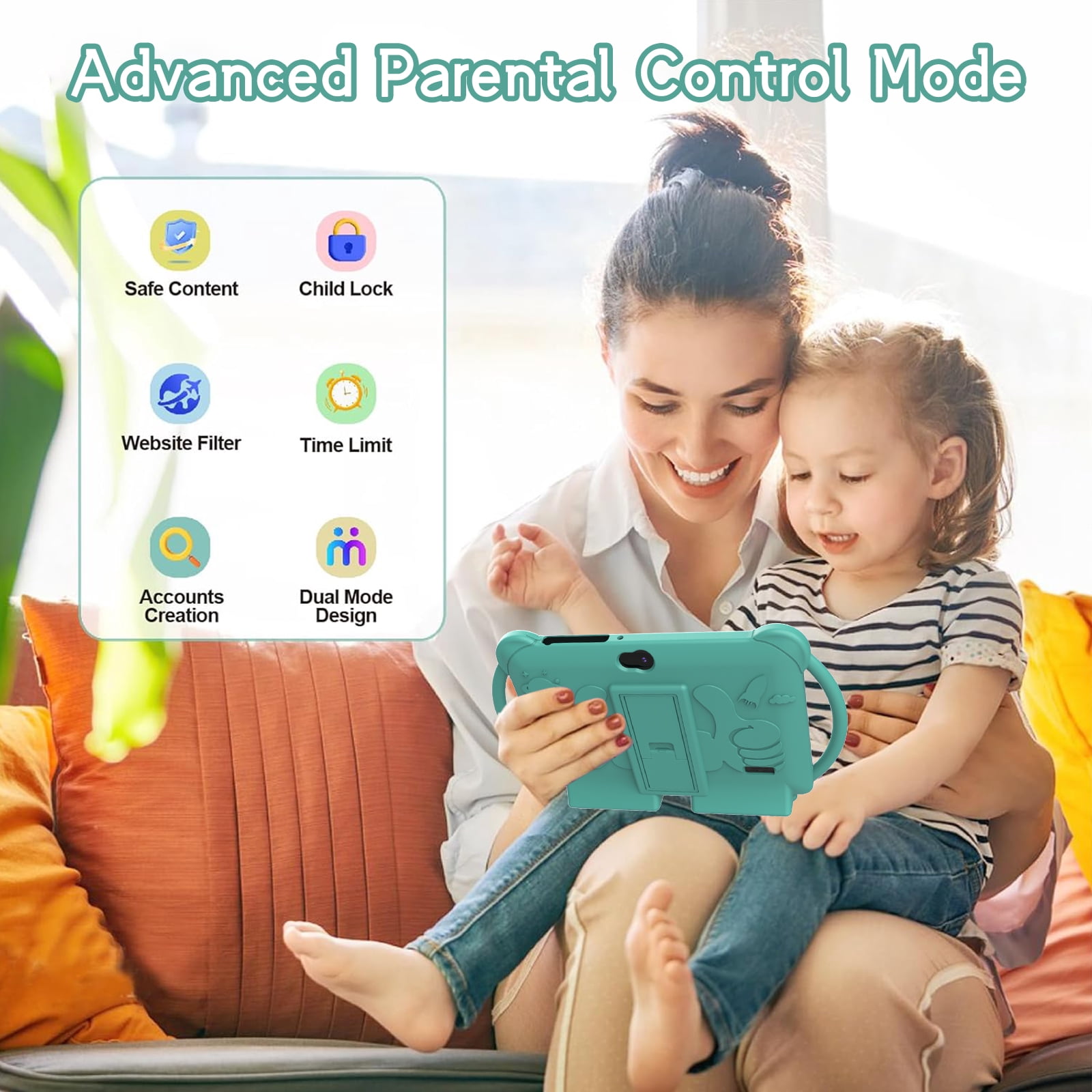 YQSAVIOR Kids Tablet 7 inch Tablet for Kids Android 12 Toddler Tablet 4GB RAM+32GB ROM WiFi Tablet Pre Installed & Parent Control Learning Education Tablet Dual Camera IPS Touch Screen