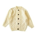 thumbnail image 2 of Coerni Toddler Baby Girl Sweater Chunky Cardigan Cable-Knit Warm Fall Winter Coat Solid Long Sleeve Cardigan Tops for Kids, 2 of 8