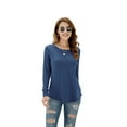 thumbnail image 4 of HOWCOME Fall Long Sleeve Side Split Casual Loose Tunic Womens Blouses, 4 of 5