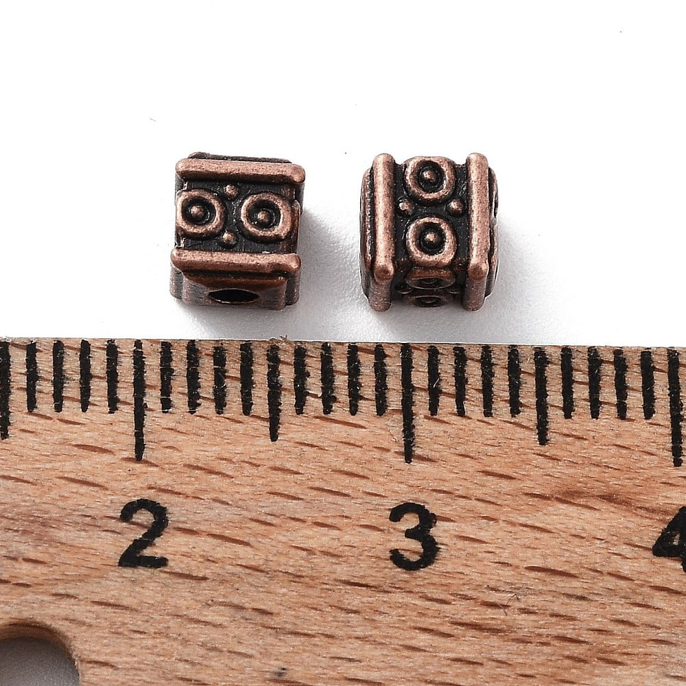 1000 g Tibetan style Alloy Beads Cadmium Free Lead Free Cube Red Copper 4.5x4.5x5mm Hole: 1.5mm 1818pcs/1000g