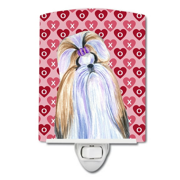 Caroline's Treasures SS4465CNL Shih Tzu Hearts Love and Valentine's Day Portrait Ceramic Night Light, 6x4x3", multicolor