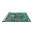thumbnail image 2 of Ahgly Company Machine Washable Indoor Square Medallion Turquoise Blue Traditional Area Rugs, 7' Square, 2 of 4