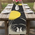 thumbnail image 4 of Yellow Moonlight Table Runner - 60 Inch Long Modern Rustic Rabbits Botanical Cotton and Linen Blended Dress Scarves Farmhouse Table Runner for Kitchen Dining, Coffee Table, 13" x 60", 4 of 8