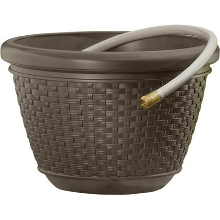 Suncast HPW 100' Resin Wicker Hose Pot - Java (Best Garden Hose Storage)