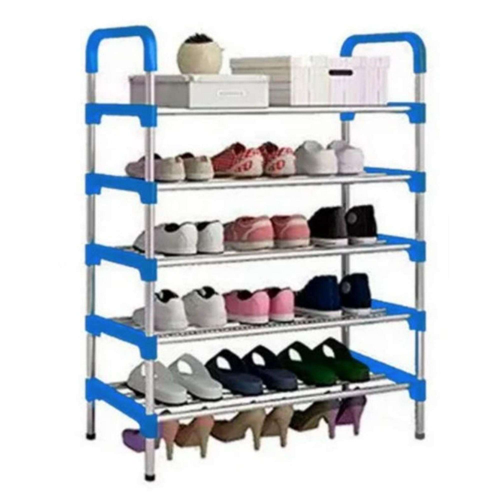 Zapatero Organizador 5 Pisos Estante Zapatos Para 15 Pares Azul