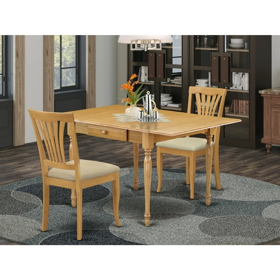 3-Piece Dining Set - Table & 2 Chairs - Oak Finish - Modern Dinette Set