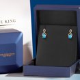 thumbnail image 5 of Gem Stone King 2.75 Ct Pear Shape Swiss Blue Topaz E-F Lab Grown Diamond 925 Silver and 10K Yellow Gold Earrings, 5 of 6