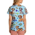thumbnail image 5 of Kixjoy Scrubs for Women Tops Oversized Short Sleeve V Neck Nurse Scrubs Animal Printed Stretchy Medical Shirts Casual Lightweight Womens Blouses with Pockets, Sky Blue 2XL, 5 of 6