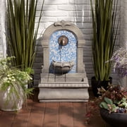 Manhasset 30 1/4 High Large Italian Outdoor Decor Blue Faux Stone Floor Fountain Waterfall Outside Garden Patio