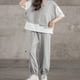 thumbnail image 2 of Guardurnaity Conjunto de 2 piezas de ropa de verano para niñas y adolescentes, camiseta de empalme de manga corta, pantalones, ropa, chándal, conjuntos de ropa Gris 170cm, 2 of 6