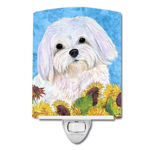 Carolines Treasures SS4115CNL Maltese in Summer Flowers Ceramic Night Light