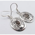 thumbnail image 2 of SilverStarJewel 0925 Solid Silver Brown Smoky Quartz Latest Style Celtic Earrings 1.4" Handwork, 2 of 3