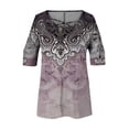 thumbnail image 4 of Blouses à Manches Courtes pour Femmes Mode Été Col en V Loisirs Manches Courtes Hauts Imprimés Blouses à Manches Courtes pour Femmes, 4 of 6