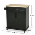 thumbnail image 7 of Rolling Kitchen Island on Wheels, Kitchen Island Cart with Towel Rack, Long Drawer and Two-Door Cabinet, Portable Kitchen Island Table with Wood Tabletop, Black, 7 of 7