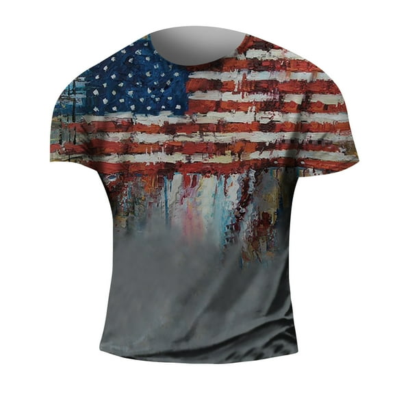 TSADFHJI Mens Funny T-Shirts 4Xl Winter Mens Shirts Casual Short Sleeve Summer 3D Digital Printing Independence Day Graphic T Shirt Short Sleeve Xxl Red
