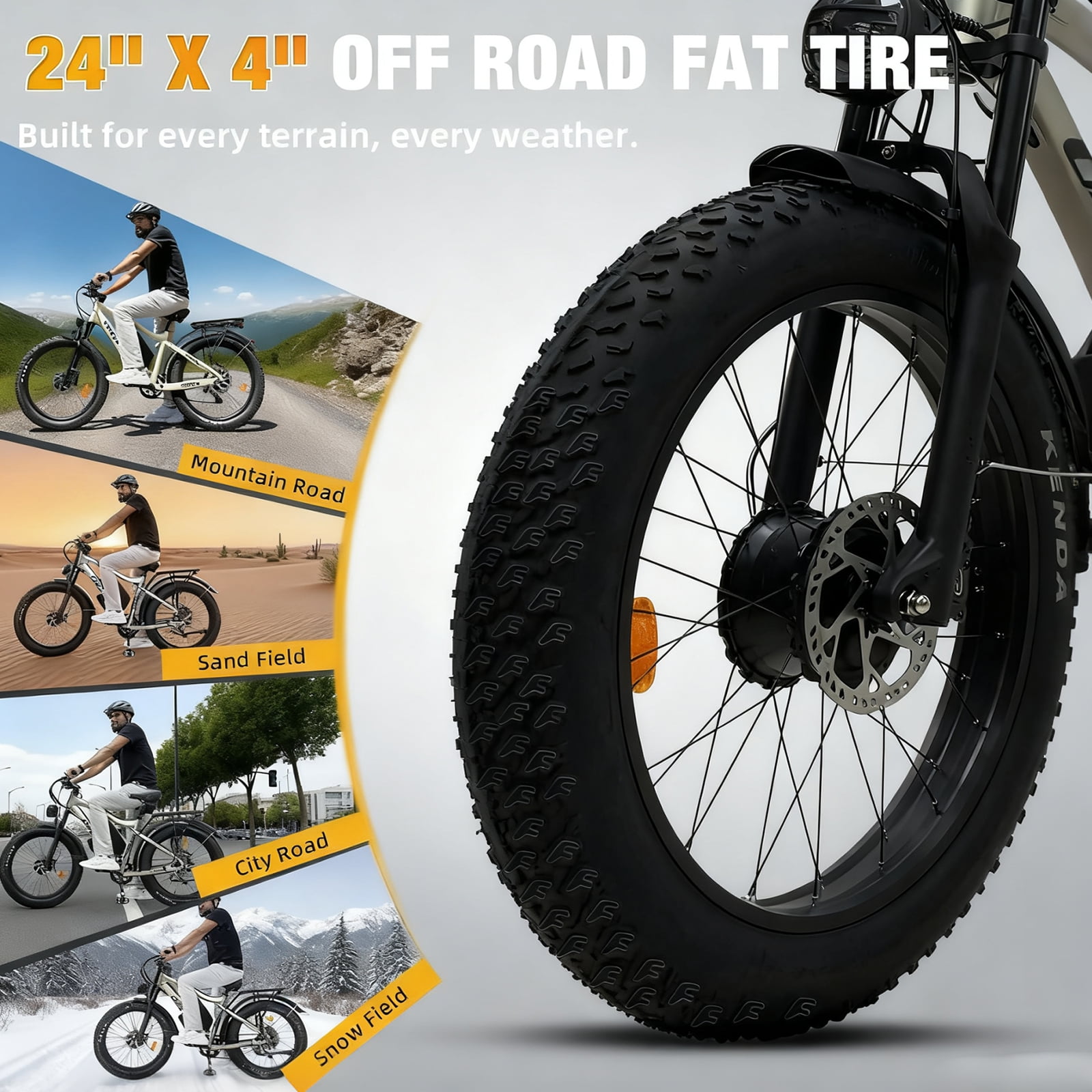 Electric Dirt Bike for Adults,5000W Peak 52V 25AH Dual Motor Ebike,40-50MPH E-Bicycle,24" Fat Tire All Terrain,Front Suspension & Hydraulic Disc Brake,7-Speed Long Range for Gift