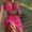 Hot Pink, variant on 3 Piece Swimsuits for Women Women's Fashion Slim Fit Solid Color Sexy Bikini Split Swimwear Bathing Suit