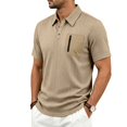 thumbnail image 6 of KLHDSF Men's Polo Shirts Short Sleeve Casual All Season Collar Shirts Soft Breathable Polo Tee Shirts Classic Golf Tops Khaki S, 6 of 9