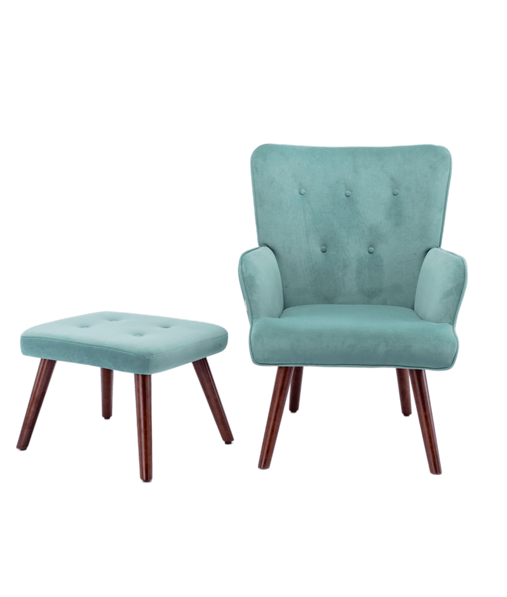 Buy Accent Chair with Ottoman, Modern Velvet Button Tufted Wingback
