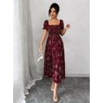 thumbnail image 3 of Vestido Maxi Con Cuello Cuadrado, Manga Corta Fruncida Y Estampado Floral, 3 of 30