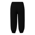 thumbnail image 5 of Girls Linen Capri Pants - Summer Loose Joggers Elastic High Waist Beach Capris Casual Cropped Trousers with Pockets for Kids Youth，Age 4-15 (Black/140), 5 of 5