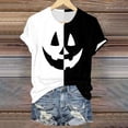 thumbnail image 7 of Landzoo Halloween Women'S Shirts Colorblock Short Sleeve Round Neck T-Shirt Party Loose Fit Women Tops Size L White, 7 of 7