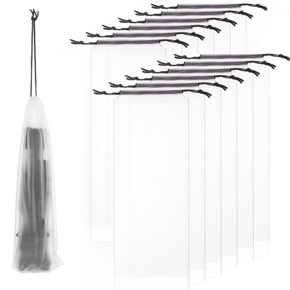 10Pcs Umbrella Bags Clear Umbrella Cover 13x5 inch Wet Umbrella Cases Wet Umbrella Bags Folding Umbrella Storage Bag Waterproof Travel Umbrellas Sleeves with Drawstring